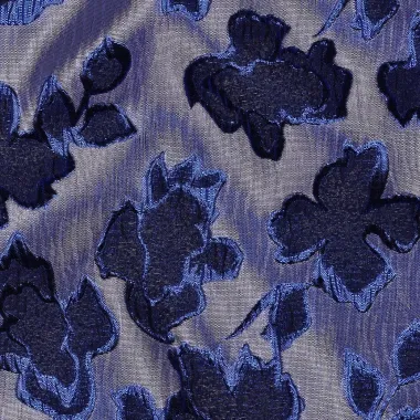 -Polyester stof - jacquard - bloemen - blauw - 4529-003 - Polyester stof - jacquard - bloemen - blauw - 4529-003