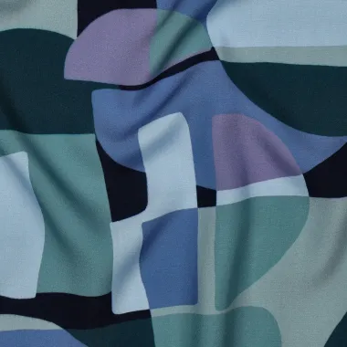 -Viscose stof - lenzing ecovero - abstract - groen multi - 7385-005 - Viscose stof - lenzing ecovero - abstract - groen multi - 7385-005