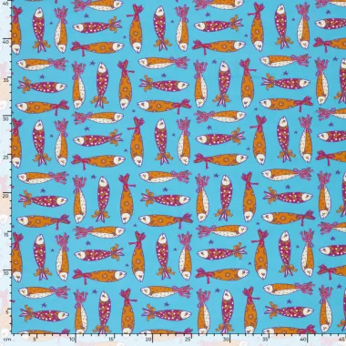 -Katoenen stof - poplin - vissen - aqua - 27/25634-004 - Katoenen stof - poplin - vissen - aqua - 27/25634-004