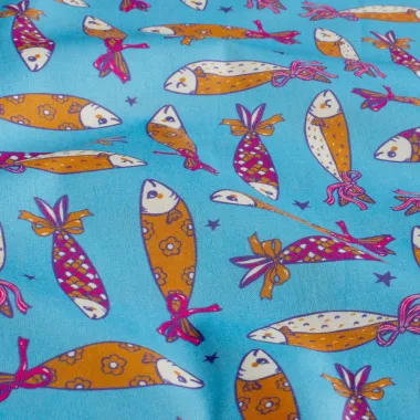 -Katoenen stof - poplin - vissen - aqua - 27/25634-004 - Katoenen stof - poplin - vissen - aqua - 27/25634-004