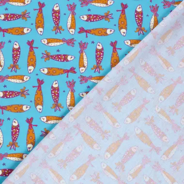 -Katoenen stof - poplin - vissen - aqua - 27/25634-004 - Katoenen stof - poplin - vissen - aqua - 27/25634-004