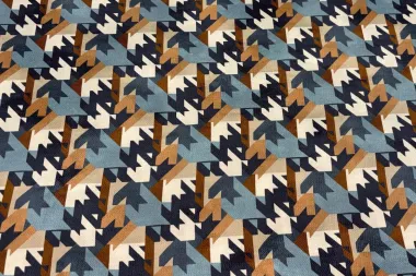 -Viscose stof - abstract - blauw/bruin - JT144 - Viscose stof - abstract - blauw/bruin - JT144