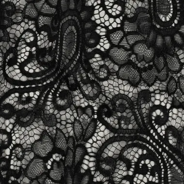 -Kant stof - bloemen & paisley - zwart - 1612-001 - Kant stof - bloemen & paisley - zwart - 1612-001