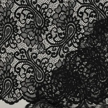 -Kant stof - bloemen & paisley - zwart - 1612-001 - Kant stof - bloemen & paisley - zwart - 1612-001