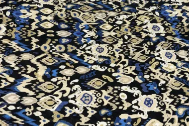 -Viscose stof - abstract - zwart/blauw/beige - JT344 - Viscose stof - abstract - zwart/blauw/beige - JT344