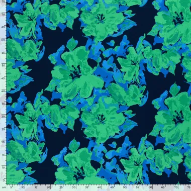 -Tricot stof - bloemen - donkerblauw - 21098-008 - Tricot stof - bloemen - donkerblauw - 21098-008