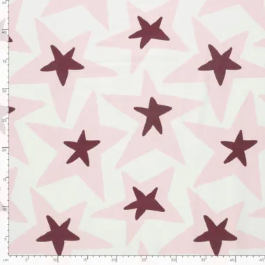 -Tricot stof - sterren - gebroken wit/roze - 27/25674-051 - Tricot stof - sterren - gebroken wit/roze - 27/25674-051