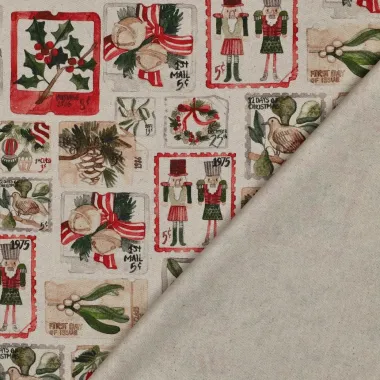 -Kerststof - canvas linnenlook - digitaal kerstmis - naturel - 1974-002 - Kerststof - canvas linnenlook - digitaal kerstmis - naturel - 1974-002