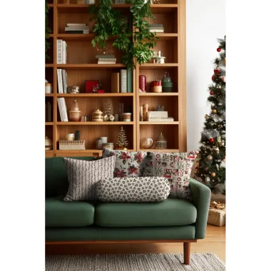 -Kerststof - canvas linnenlook - kerststerren - naturel - 1974-032 - Kerststof - canvas linnenlook - kerststerren - naturel - 1974-032