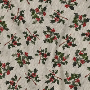 -Canvas – Leinenoptik – Weihnachts-Stechpalme – naturfarben – 1974-012 - Canvas – Leinenoptik – Weihnachts-Stechpalme – naturfarben – 1974-012