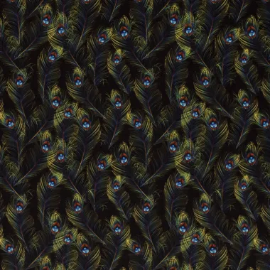 -Texture stof - pauwenveren - zwart multi - 20843-069 - Texture stof - pauwenveren - zwart multi - 20843-069