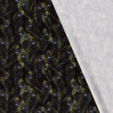 -Texture stof - pauwenveren - zwart multi - 20843-069 - Texture stof - pauwenveren - zwart multi - 20843-069