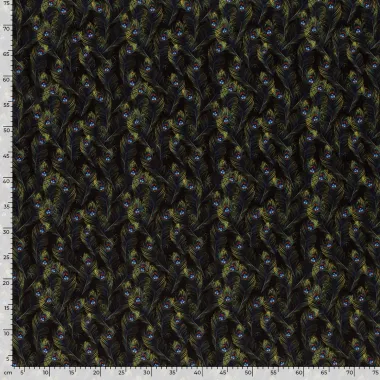 -Texture stof - pauwenveren - zwart multi - 20843-069 - Texture stof - pauwenveren - zwart multi - 20843-069