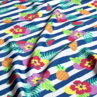 -Dehnbarer Stoff – Swimwear – Blumen, Früchte & Streifen – mehrfarbig – 21674-005 - Dehnbarer Stoff – Swimwear – Blumen, Früchte & Streifen – mehrfarbig – 21674-005