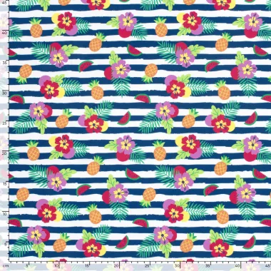 -Rekbare stof - swimwear - bloemetjes, fruit & strepen - multi - 21674-005 - Rekbare stof - swimwear - bloemetjes, fruit & strepen - multi - 21674-005
