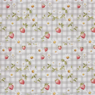 -Baumwolle – Popeline – Erdbeeren, Blümchen & Karos – grau – 60499-068 - Baumwolle – Popeline – Erdbeeren, Blümchen & Karos – grau – 60499-068