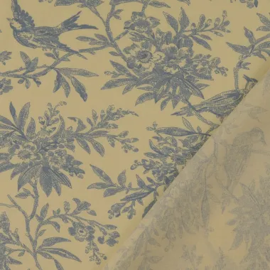 -Katoenen stof - poplin - vogels & bloemen - lichtblauw - 60690-003 - Katoenen stof - poplin - vogels & bloemen - lichtblauw - 60690-003