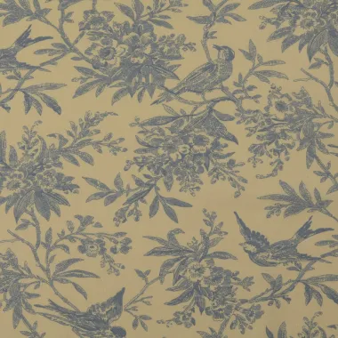 -Katoenen stof - poplin - vogels & bloemen - lichtblauw - 60690-003 - Katoenen stof - poplin - vogels & bloemen - lichtblauw - 60690-003