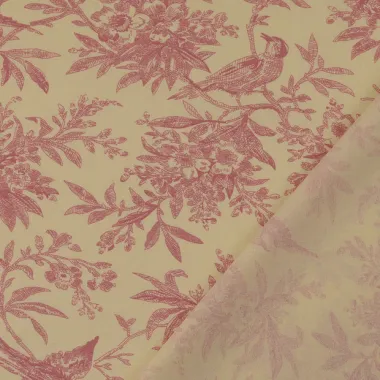 -Katoenen stof - poplin - vogels & bloemen - oudroze - 60690-014 - Katoenen stof - poplin - vogels & bloemen - oudroze - 60690-014