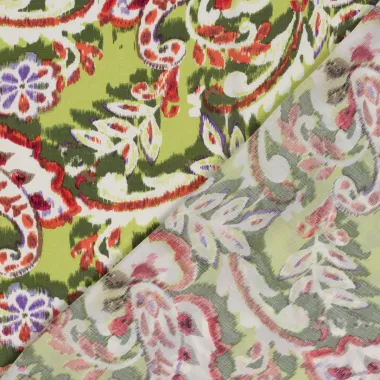 -Polyester-Stoff – Bubble – Blumen – Limette – 23036-023 - Polyester-Stoff – Bubble – Blumen – Limette – 23036-023
