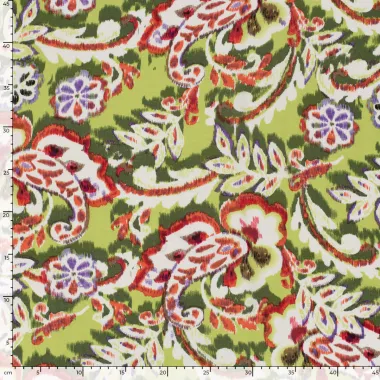 -Polyester-Stoff – Bubble – Blumen – Limette – 23036-023 - Polyester-Stoff – Bubble – Blumen – Limette – 23036-023