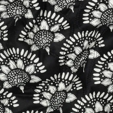 -Gesteppter Stoff – Baumwollvoile – Blumen – schwarz – 1960-001 - Gesteppter Stoff – Baumwollvoile – Blumen – schwarz – 1960-001