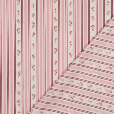 -Katoen stof - poplin - strepen & bloemetjes - roze - 6972-021 - Katoen stof - poplin - strepen & bloemetjes - roze - 6972-021