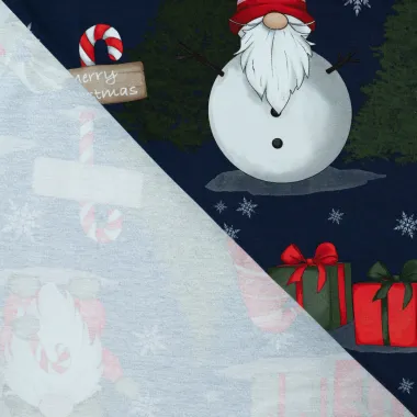 -Weihnachtsstoff – French Terry – gnomes – Denimblau – CR7011-960 - Weihnachtsstoff – French Terry – gnomes – Denimblau – CR7011-960