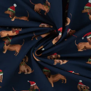 -Weihnachtsstoff – French Terry – Hunde – Denimblau – CR7012-960 - Weihnachtsstoff – French Terry – Hunde – Denimblau – CR7012-960