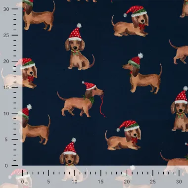 -Kerststof - French Terry - honden - denimblauw - CR7012-960 - Kerststof - French Terry - honden - denimblauw - CR7012-960