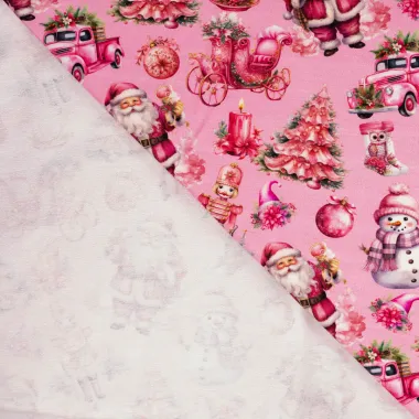 -Kerststof - French Terry - Kerstmis - roze - CR7015-120 - Kerststof - French Terry - Kerstmis - roze - CR7015-120 