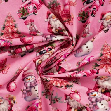-Weihnachtsstoff – French Terry – Weihnachten – rosa – CR7015-120 - Weihnachtsstoff – French Terry – Weihnachten – rosa – CR7015-120
