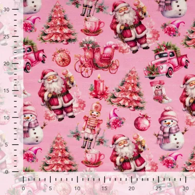 -Weihnachtsstoff – French Terry – Weihnachten – rosa – CR7015-120 - Weihnachtsstoff – French Terry – Weihnachten – rosa – CR7015-120