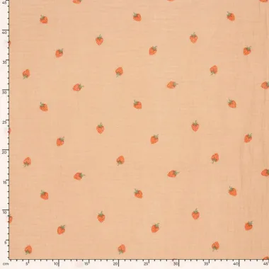-Mousseline stof - aardbeien - 25349-014 - Mousseline stof - aardbeien - 25349-014