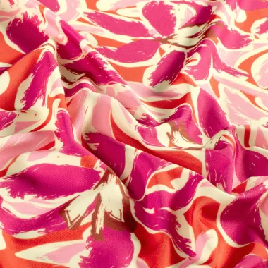 -Rekbare stof - swimwear - bloemen - roze oranje - 23823-017 - Rekbare stof - swimwear - bloemen - roze oranje - 23823-017
