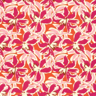 -Rekbare stof - swimwear - bloemen - roze oranje - 23823-017 - Rekbare stof - swimwear - bloemen - roze oranje - 23823-017