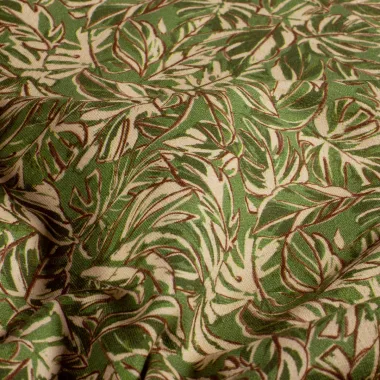 -Tricot stof - French Terry - bladeren - groen - 24522-027 - Tricot stof - French Terry - bladeren - groen - 24522-027