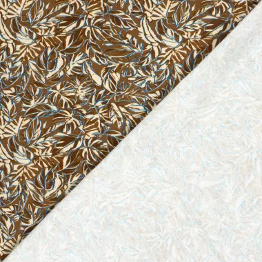 -Tricot stof - French Terry - bladeren - bruin - 24522-055 - Tricot stof - French Terry - bladeren - bruin - 24522-055