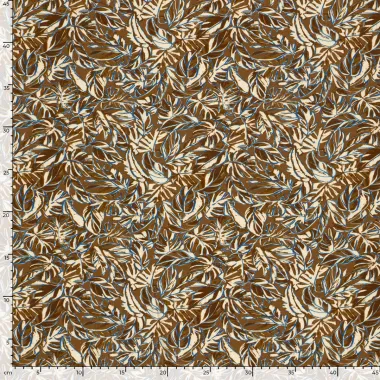 -Tricot stof - French Terry - bladeren - bruin - 24522-055 - Tricot stof - French Terry - bladeren - bruin - 24522-055