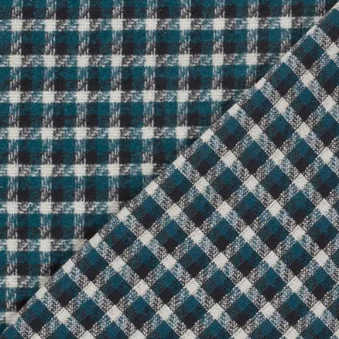 -Geruite stof - jacquard - brushed - petrol - 26075-024 - Geruite stof - jacquard - brushed - petrol - 26075-024
