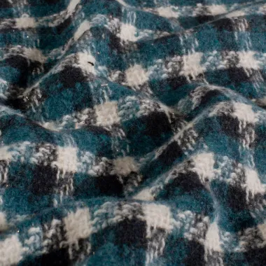 -Geruite stof - jacquard - brushed - petrol - 26075-024 - Geruite stof - jacquard - brushed - petrol - 26075-024