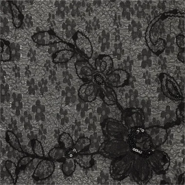 -Kant stof - sequins - bloemetjes - zwart - 22734-999 - Kant stof - sequins - bloemetjes - zwart - 22734-999
