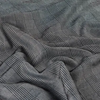 -Geruite stof - jacquard - prince de galles - zwart - Q22903-690 - Geruite stof - jacquard - prince de galles - zwart - Q22903-690