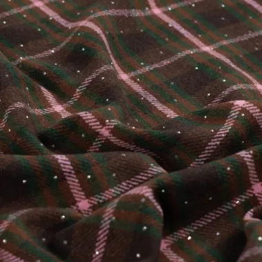 -Geruite stof - jacquard - strass steentjes - bruin - Q22923-560 - Geruite stof - jacquard - strass steentjes - bruin - Q22923-560