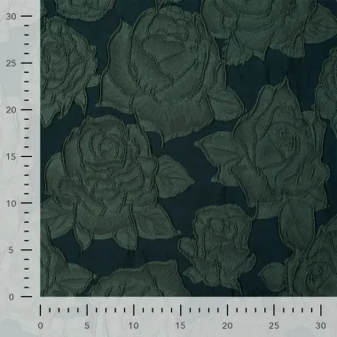 -Polyester stof - jacquard - rozen - groen - Q22977-940 - Polyester stof - jacquard - rozen - groen - Q22977-940