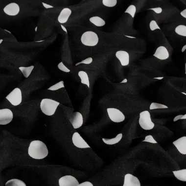 -Tricot stof - viscose vortex - stippen - zwart wit - 26025-069 - Tricot stof - viscose vortex - stippen - zwart wit - 26025-069
