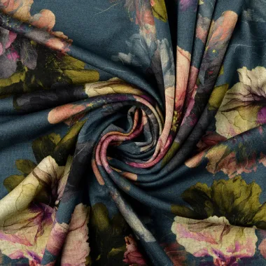 -Tricot stof - digitaal bloemen - blauw - 60639-006 - Tricot stof - digitaal bloemen - blauw - 60639-006
