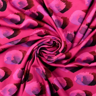 -Viscose stof - satijn - digitaal stippen - roze - 60250-012 - Viscose stof - satijn - digitaal stippen - roze - 60250-012