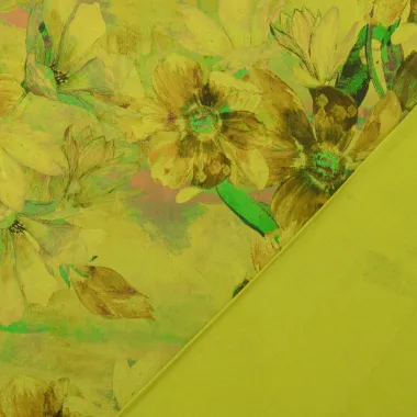-Viscose stof - satijn - digitaal bloemen - groen - 60251-023 - Viscose stof - satijn - digitaal bloemen - groen - 60251-023