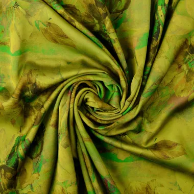 -Viscose stof - satijn - digitaal bloemen - groen - 60251-023 - Viscose stof - satijn - digitaal bloemen - groen - 60251-023